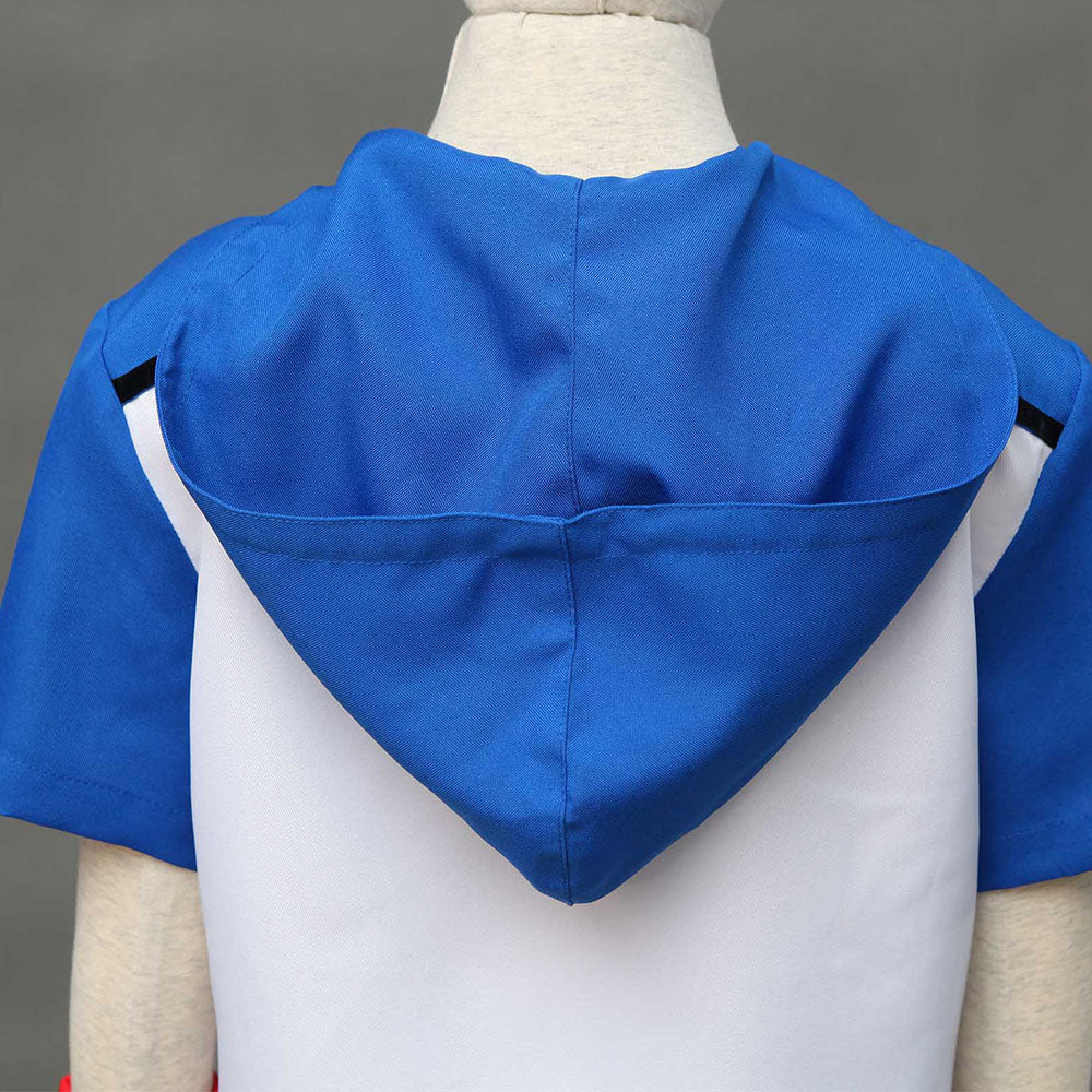 Men and Kids Anime Pokemon Costume Trainer Ash Ketchum Short Sleeves Cosplay Suit with Accessories