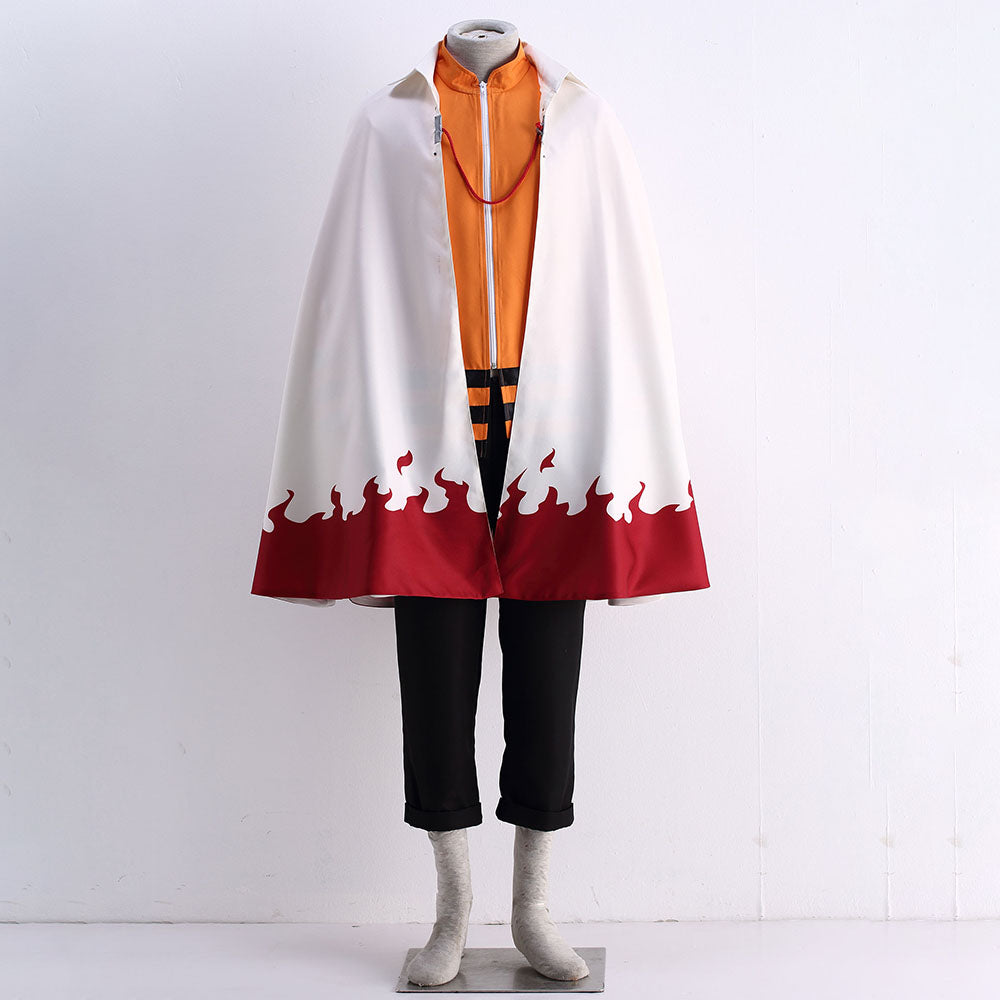 Anime Naruto Shippuden 7th Hokage Cosplay Costume Cloak with Hat Men and Kids Halloween