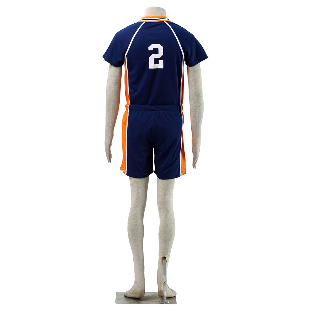 Haikyuu!! Costume Sugawara Koushi Number #2 Karasuno High School Volleyball Uniform with Knee pads