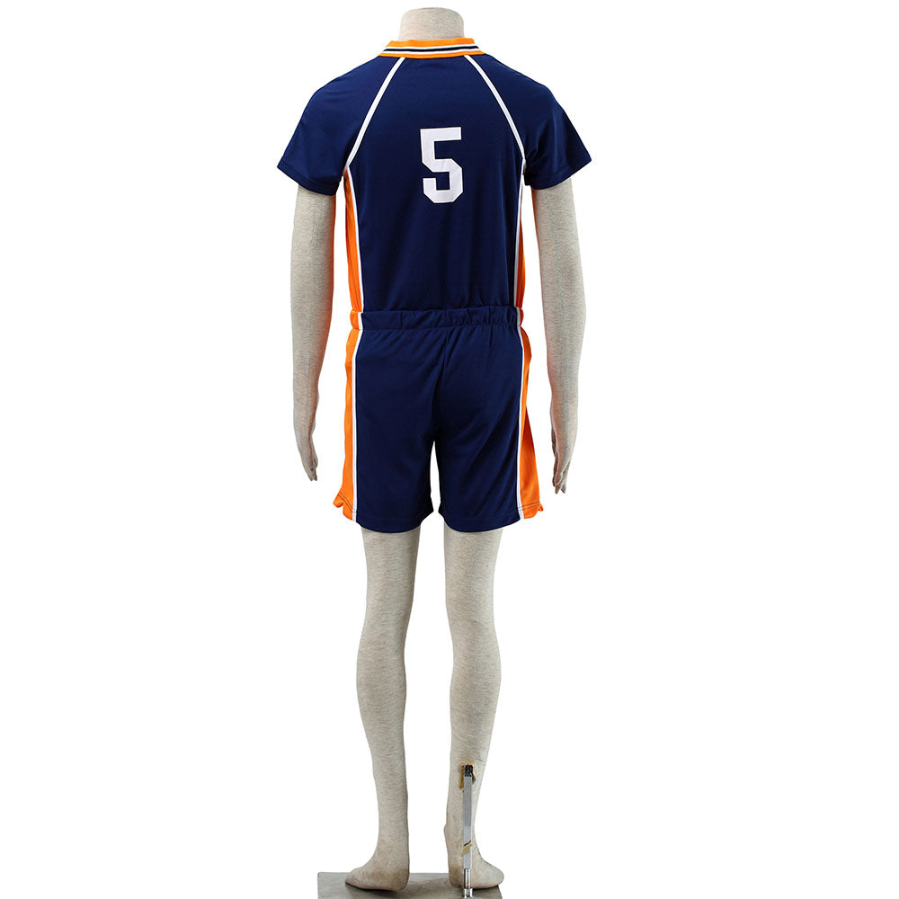 Haikyuu!! Costume Ryunosuke Tanaka Number #5 Karasuno High School Volleyball Uniform with Knee pads