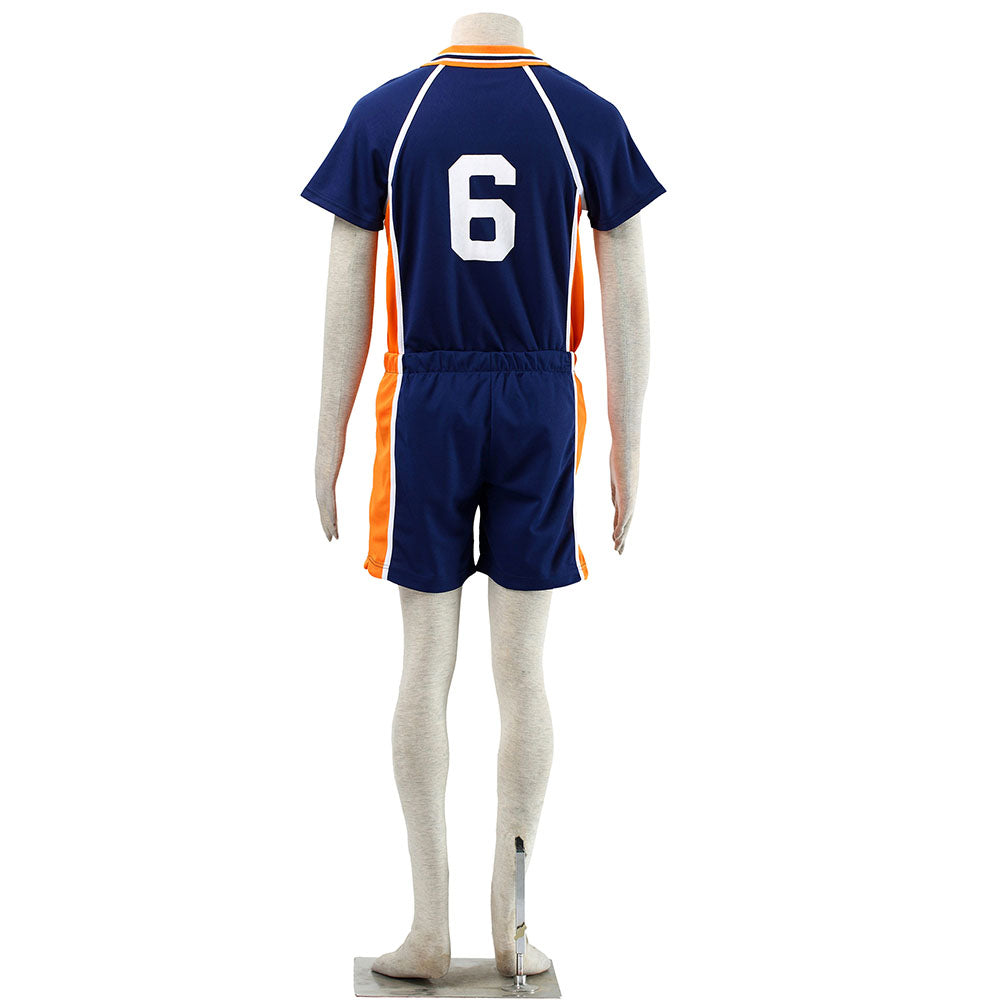Haikyuu!! Costume Ennoshita Chikara Number #6 Karasuno High School Volleyball Uniform with Knee pads