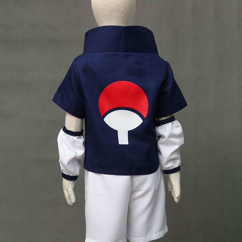 Anime Naruto Shippuden Cosplay Uchiha Sasuke Childhood Costume Men Kids Halloween