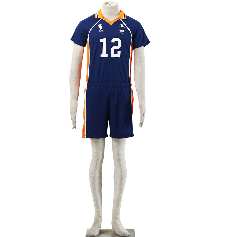 Haikyuu!! Costume Tadashi Yamaguchi Number #12 Karasuno High School Volleyball Uniform with Knee pads