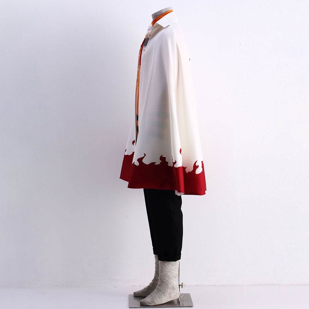 Anime Naruto Shippuden 7th Hokage Cosplay Costume Cloak with Hat Men and Kids Halloween