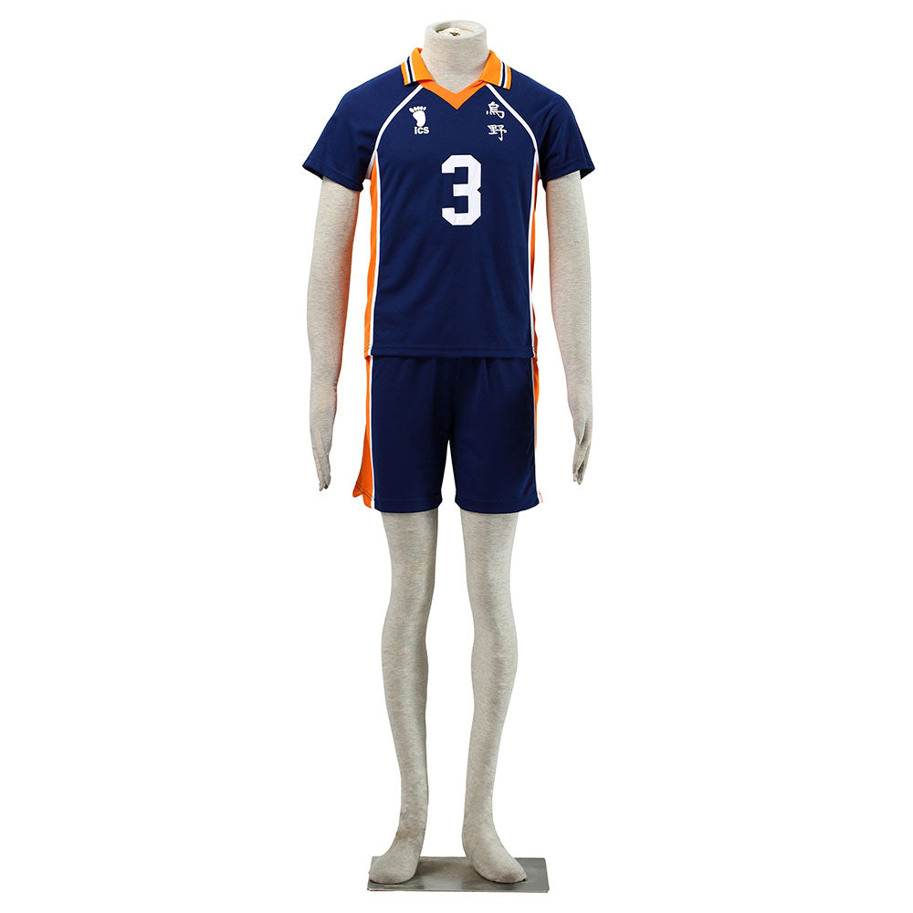 Haikyuu!! Costume Asahi Azumane Number #3 Karasuno High School Volleyball Uniform with Knee pads