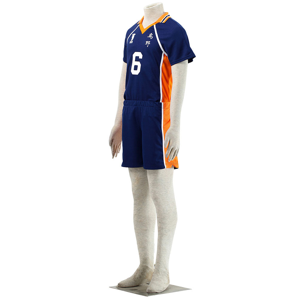 Haikyuu!! Costume Ennoshita Chikara Number #6 Karasuno High School Volleyball Uniform with Knee pads