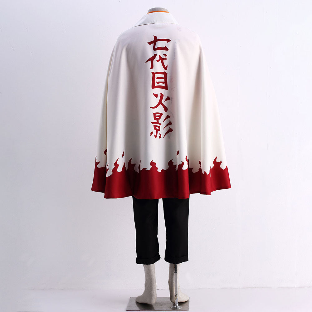 Anime Naruto Shippuden 7th Hokage Cosplay Costume Cloak with Hat Men and Kids Halloween