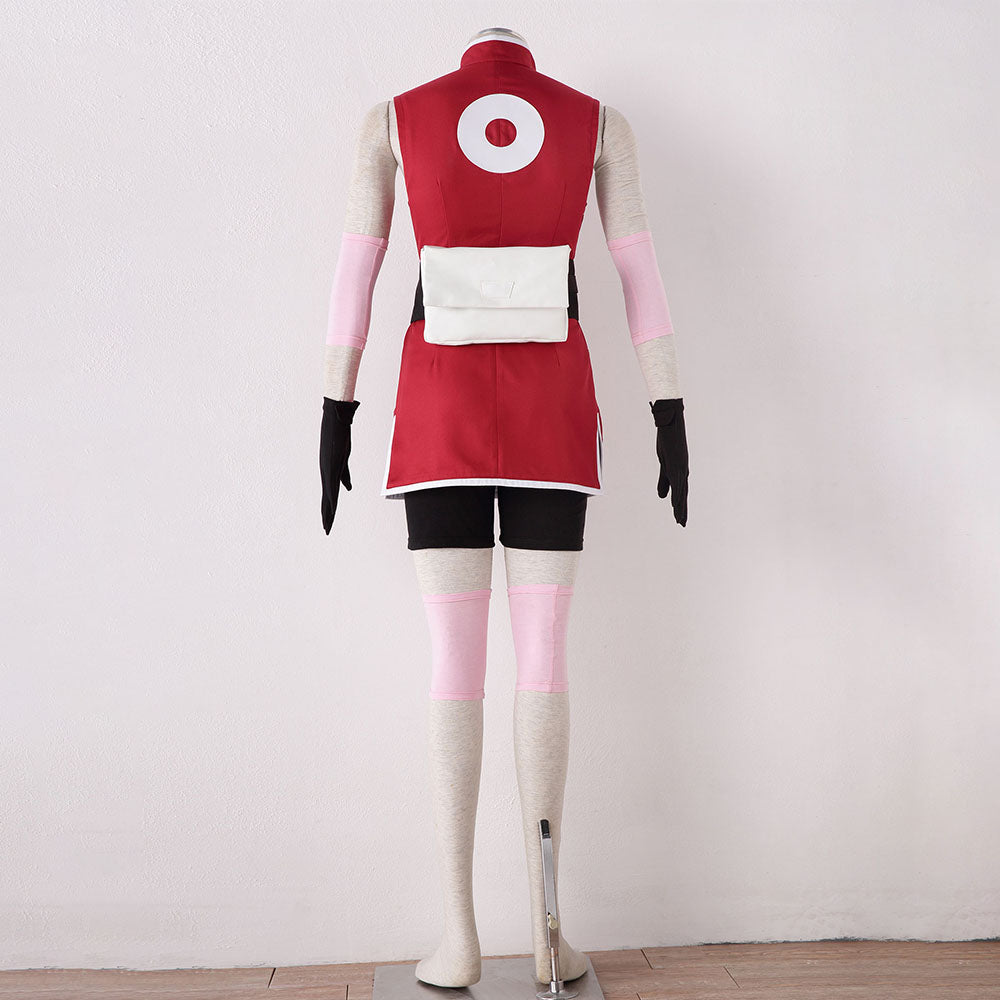 Naruto Movie The Last Haruno Sakura Cosplay Costume with Bag Women Kids Halloween