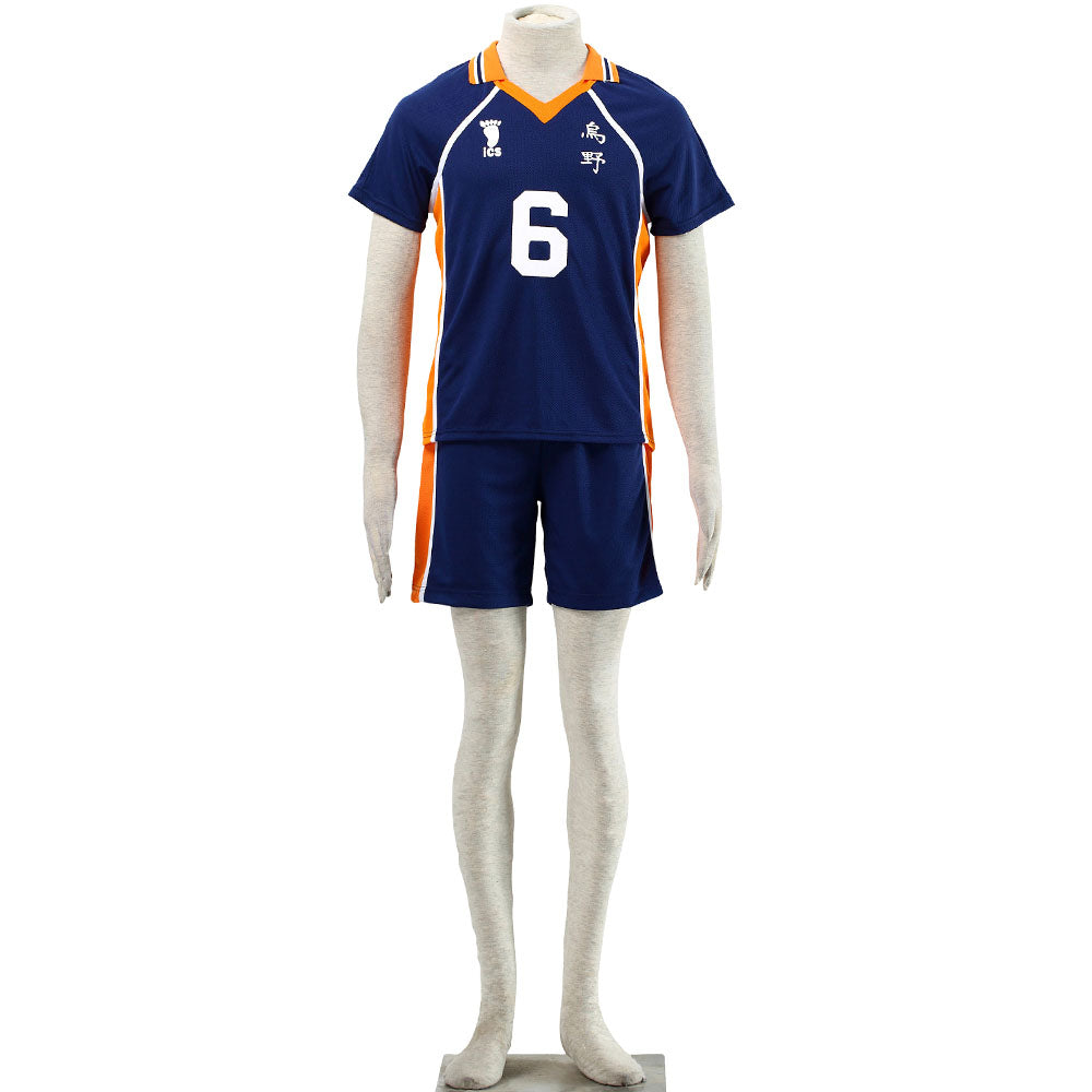 Haikyuu!! Costume Ennoshita Chikara Number #6 Karasuno High School Volleyball Uniform with Knee pads