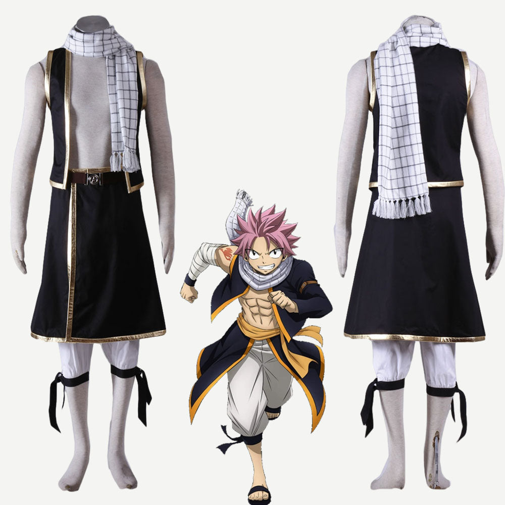 Anime Fairy Tail Costume Natsu Dragneel Cosplay Costume Outfit Men and Kids Halloween