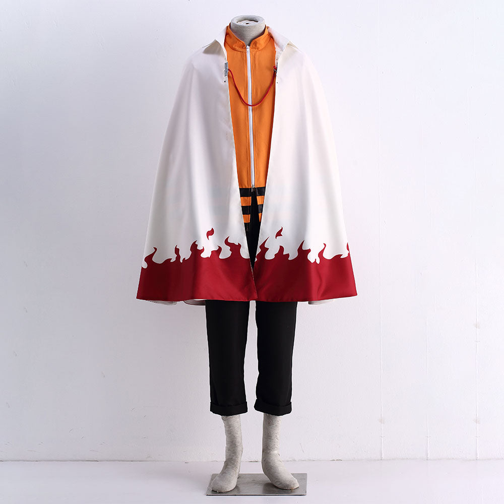 Anime Naruto Shippuden Cosplay Naruto 7th Hokage Costume with Hat Men Kids Halloween