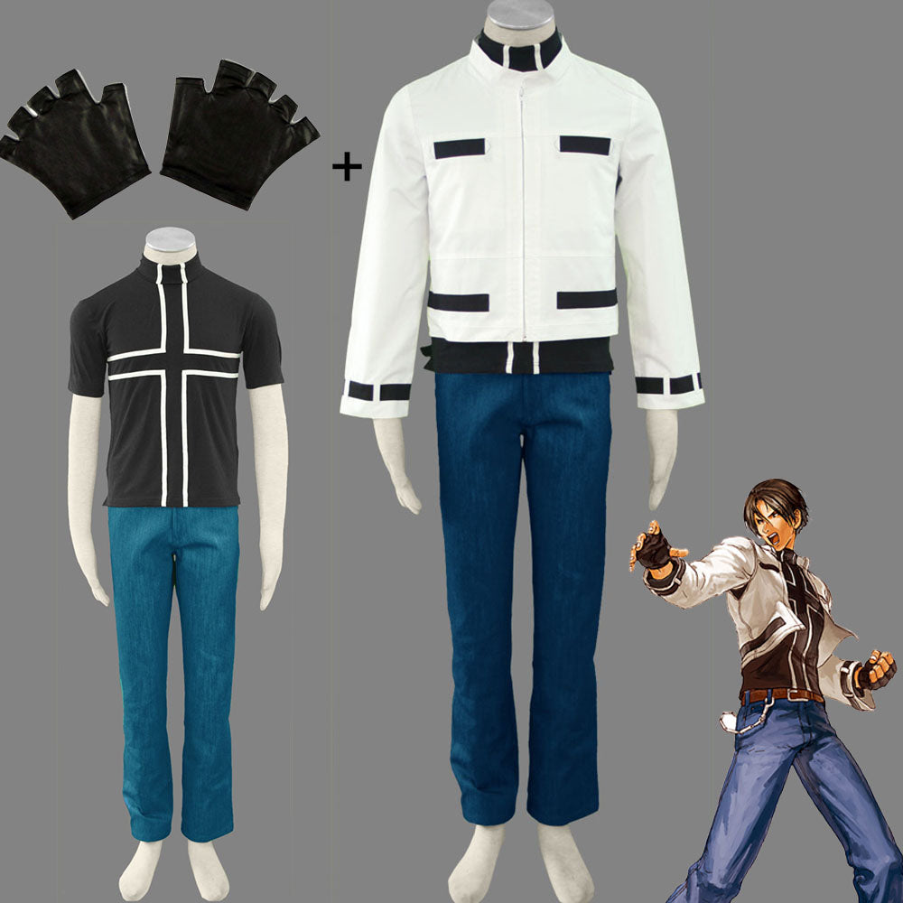 Game King of Fighters (KOF) Kyo Kusanagi Costume White Cosplay Outfit Men and Kids Halloween
