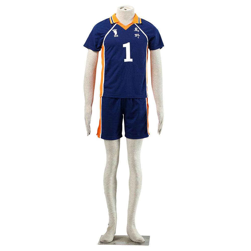 Haikyuu!! Costume Sawamura Daichi Number #1 Karasuno High School Volleyball Uniform with Knee pads