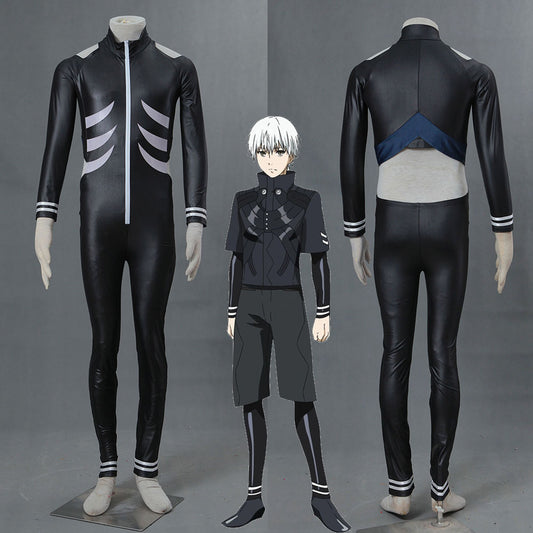 Anime Tokyo Ghoul Kaneki Ken Cosplay Costume Black Jumpsuit Men and Kids Halloween