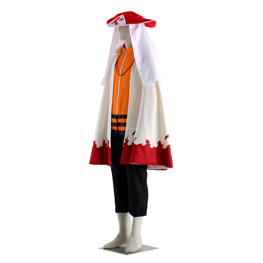 Anime Naruto Shippuden Cosplay Naruto 7th Hokage Costume with Hat Men Kids Halloween