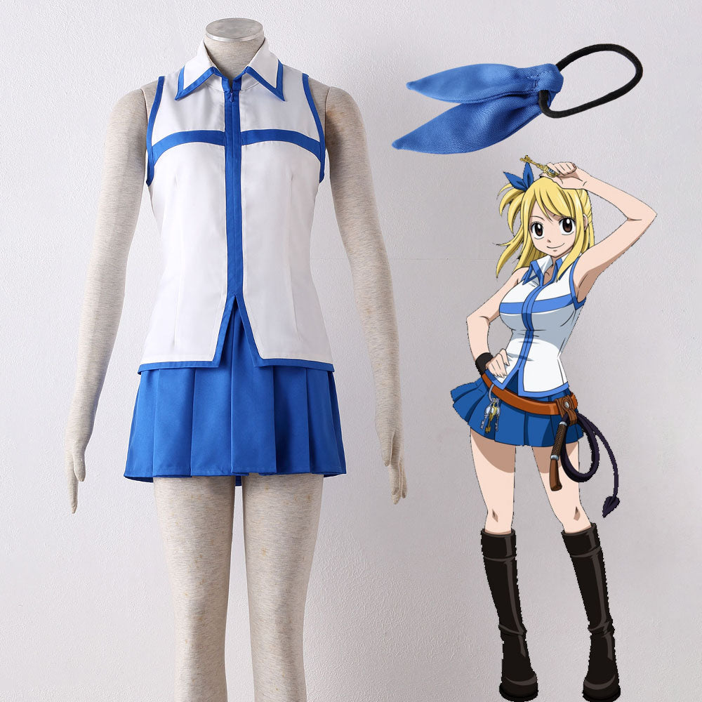 Anime Fairy Tail Lucy Heartfilia Cosplay Costume Uniform Women Kids Halloween