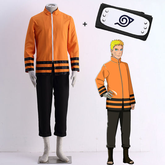 Anime Boruto Naruto as Father Cosplay Costume with Headband Men and Kids Halloween
