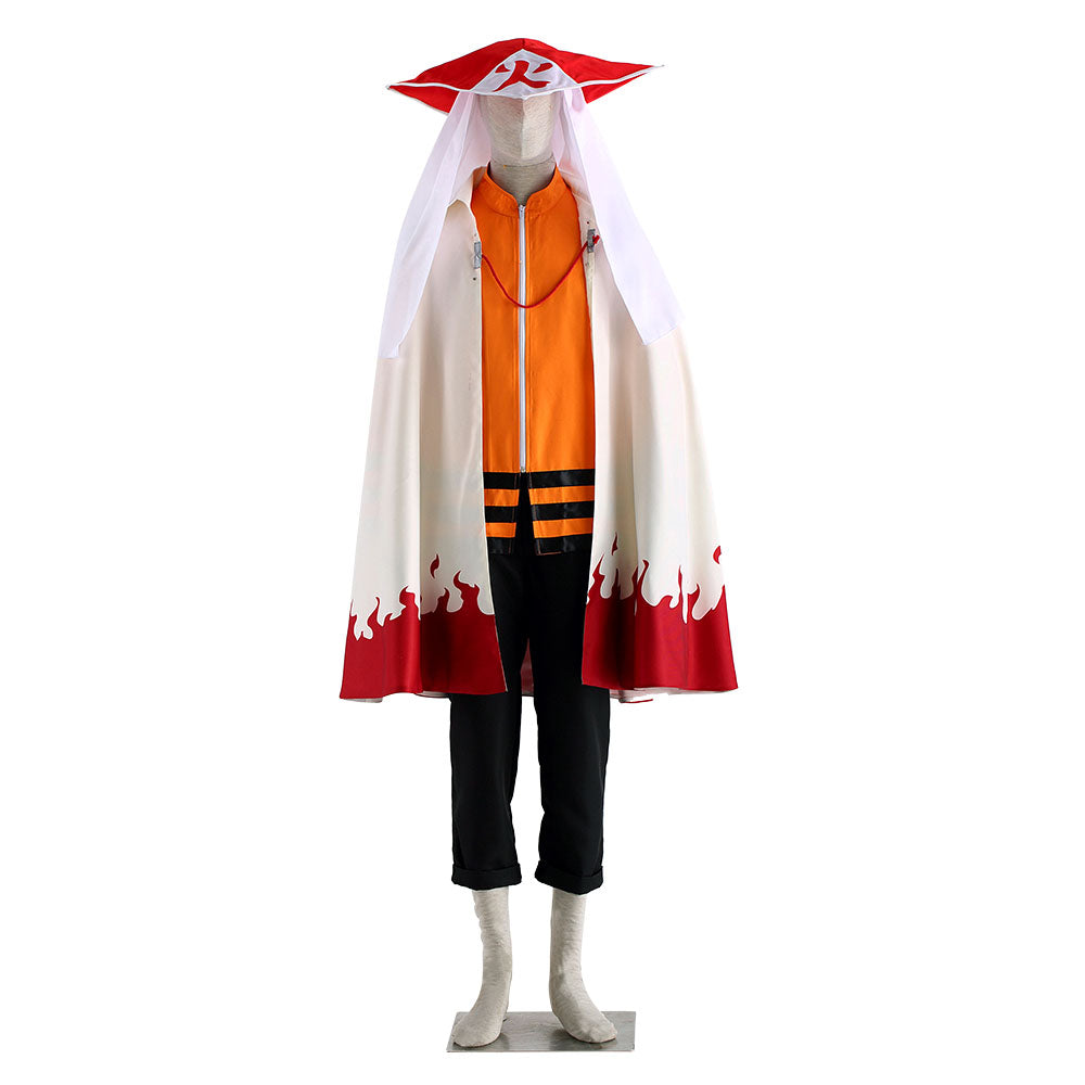 Anime Naruto Shippuden Cosplay Naruto 7th Hokage Costume with Hat Men Kids Halloween