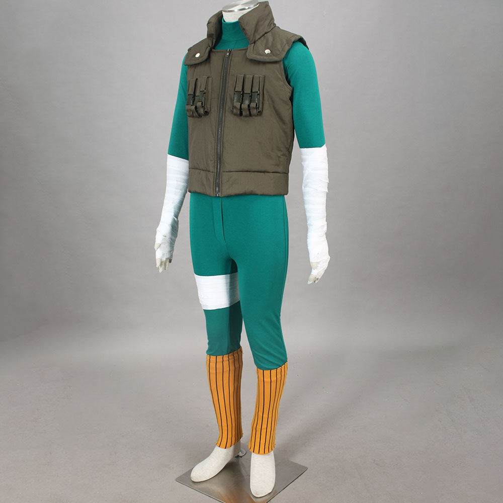 Anime Naruto Shippuden Rock Lee Costume Cosplay Men Kids Halloween
