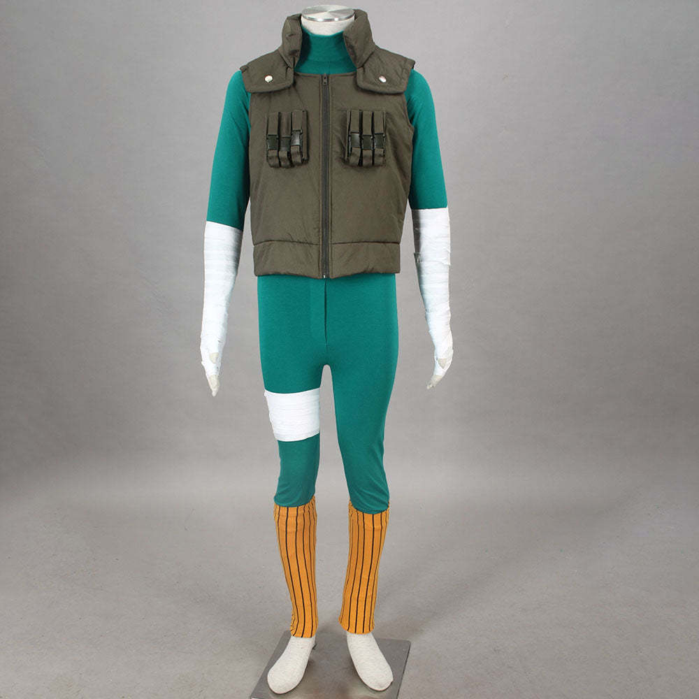 Anime Naruto Shippuden Rock Lee Costume Cosplay Men Kids Halloween