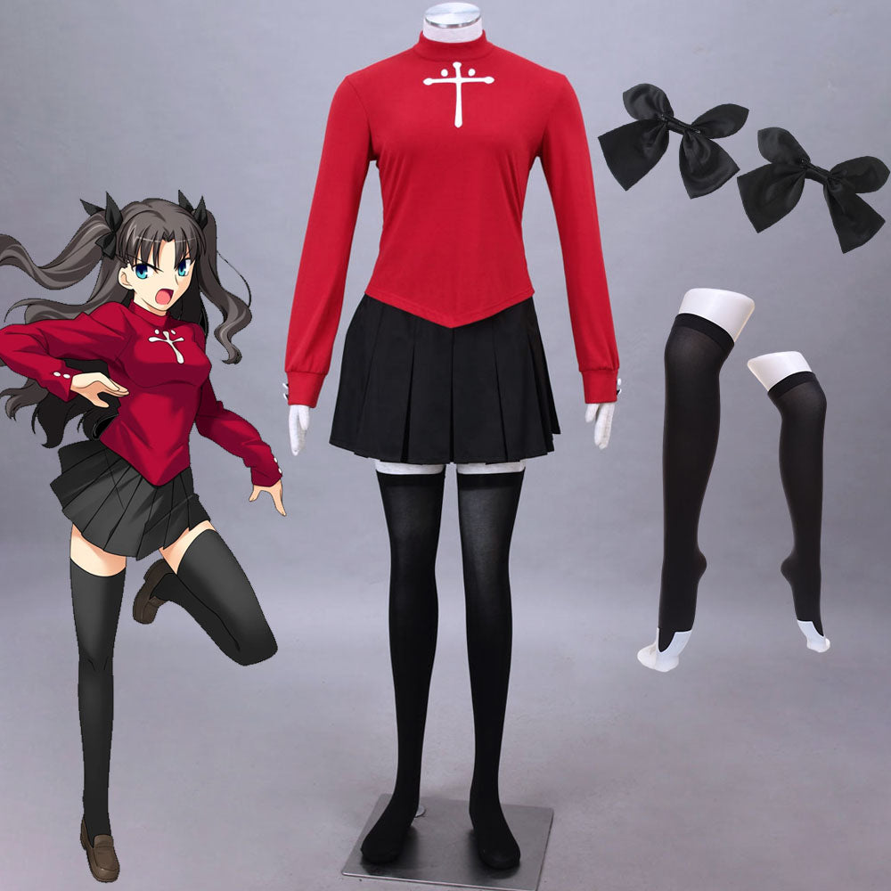 Fate/stay night Rin Tohsaka Cosplay Costumes Outfits with Accessories Women and Kids Halloween