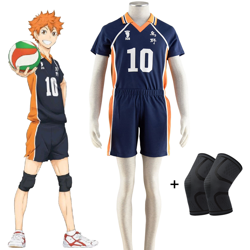 Haikyuu!! Costume Hinata Shoyo Number #10 Karasuno High School Volleyball Uniform with Knee pads