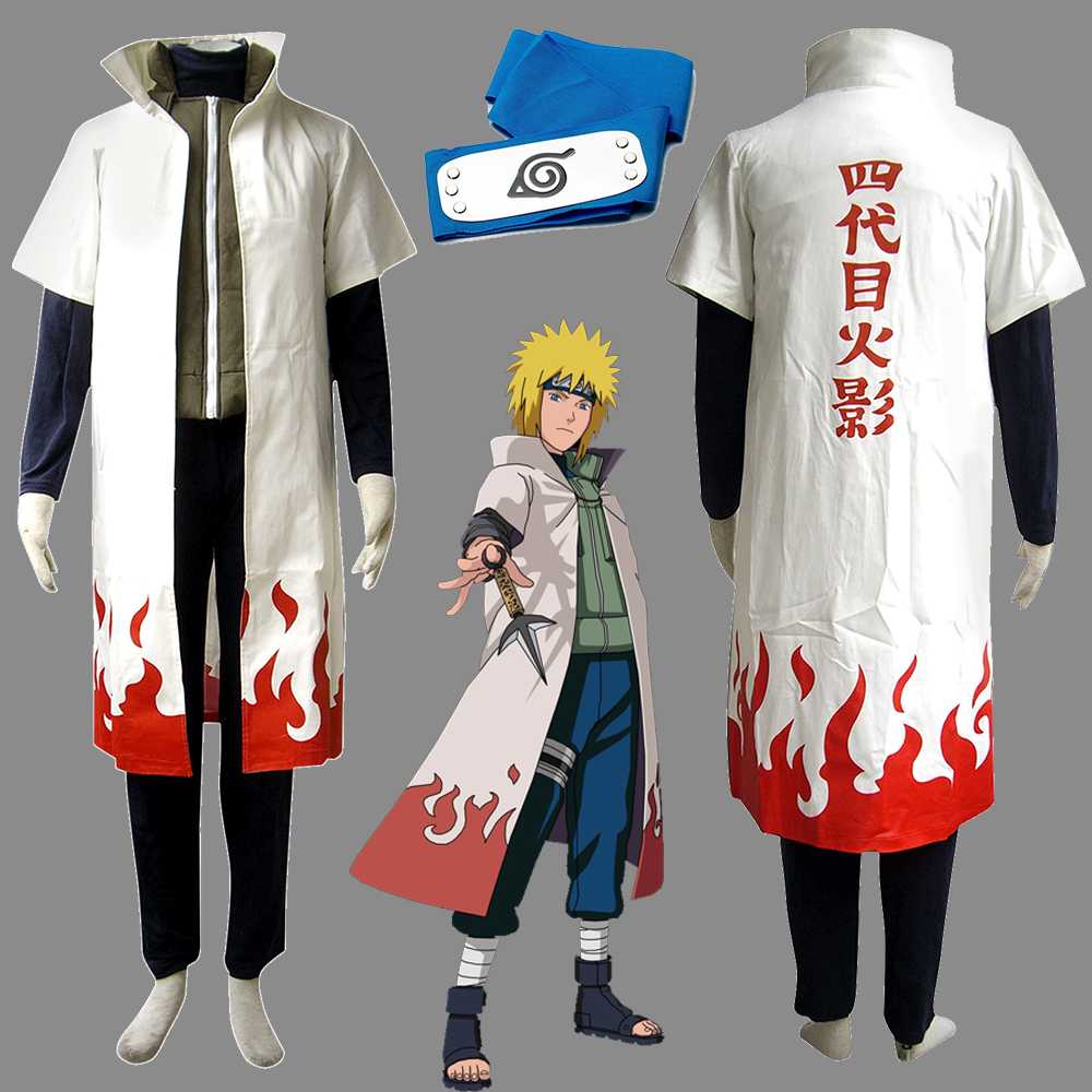 Anime Naruto Shippuden Cosplay Namikaze Minato 4th Hokage Costume Men Kids Halloween