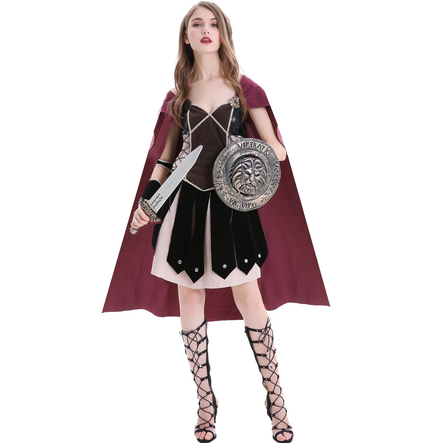 Spartacus Costumes Spartan Warriors Cosplay Full Outfit with Shield Sword For Women Halloween