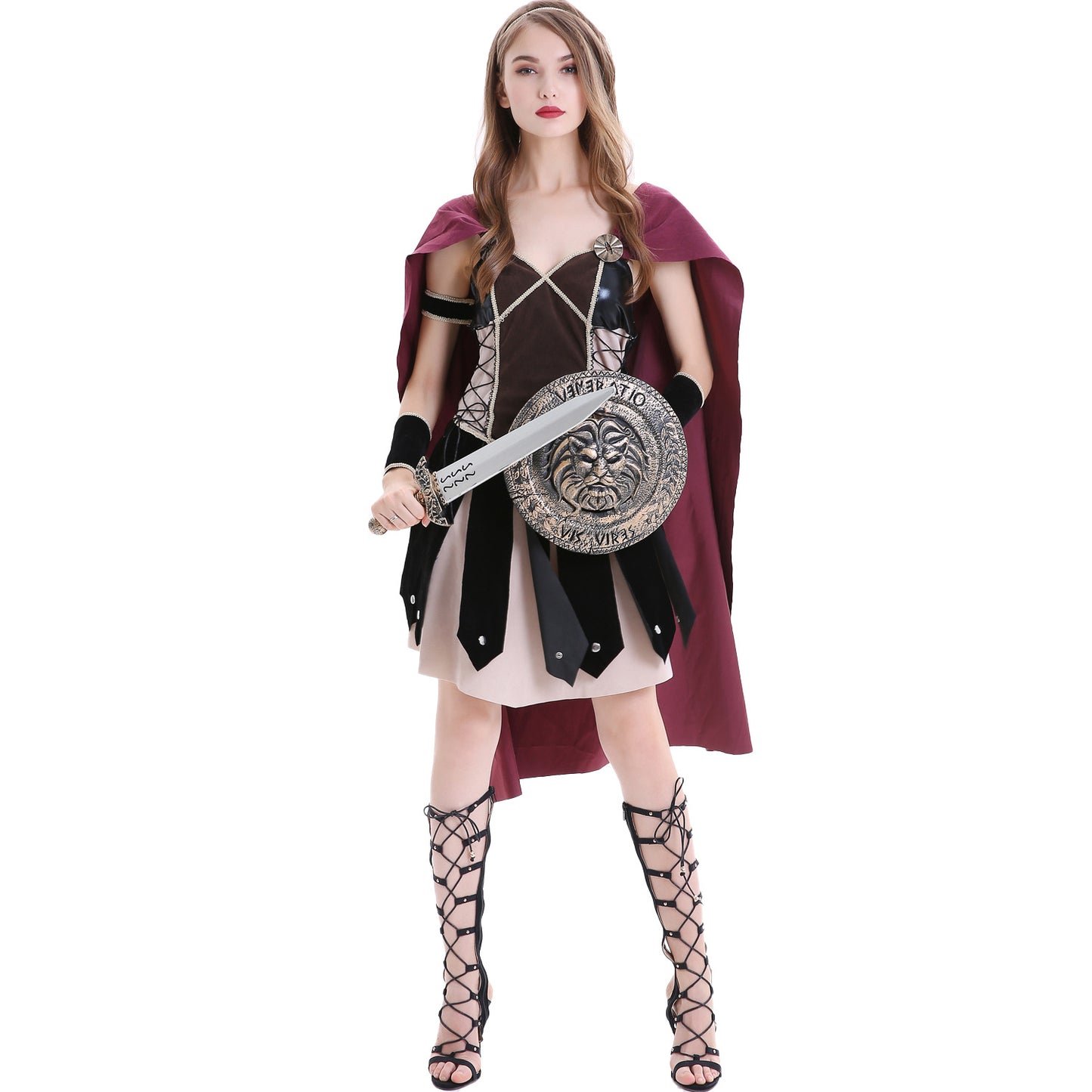 Spartacus Costumes Spartan Warriors Cosplay Full Outfit with Shield Sword For Women Halloween
