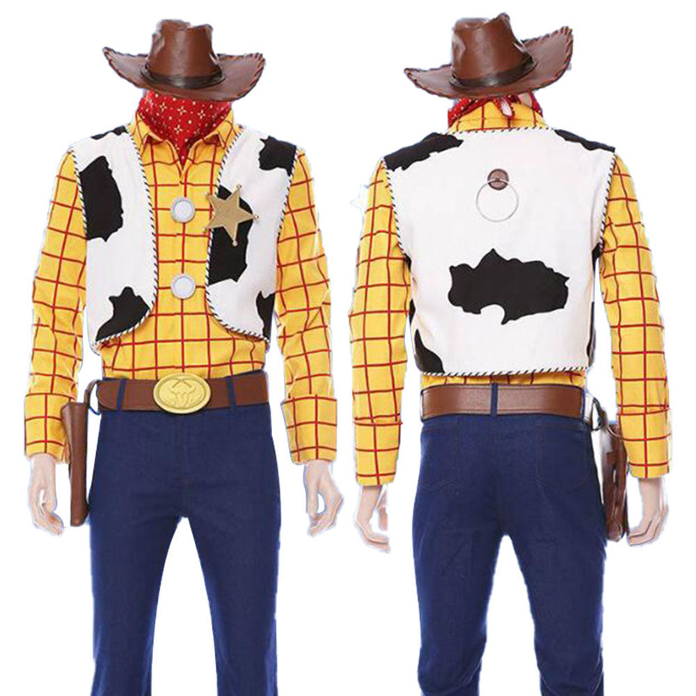 Toy Story Costume Woody Cosplay Full Outfit with Hat for Men Halloween