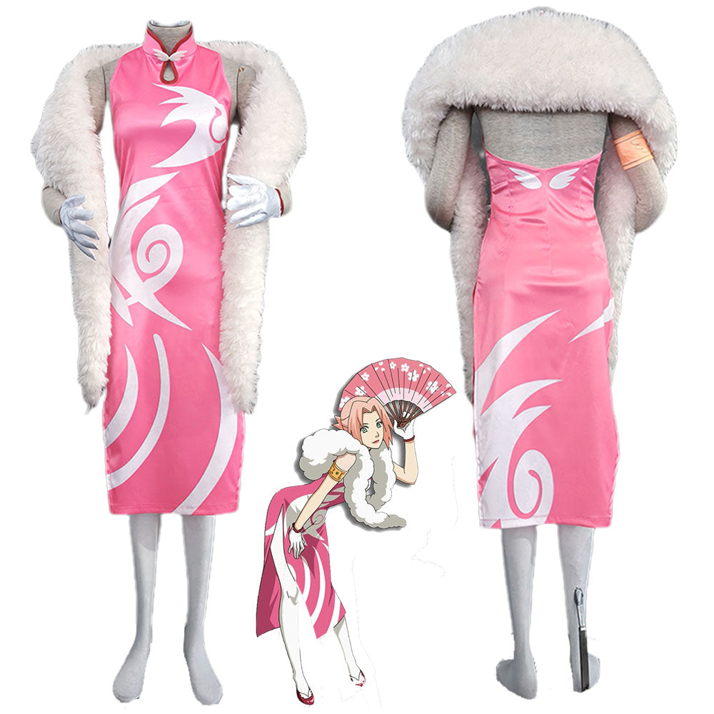 Anime Naruto Mobile Sakura Cheongsam Dress Women Kids Halloween