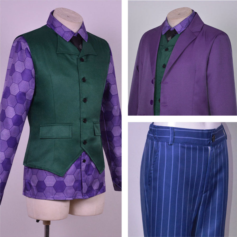 The Dark Knight Costume Batman the Joker Cosplay Purple full Outfit for Men Halloween