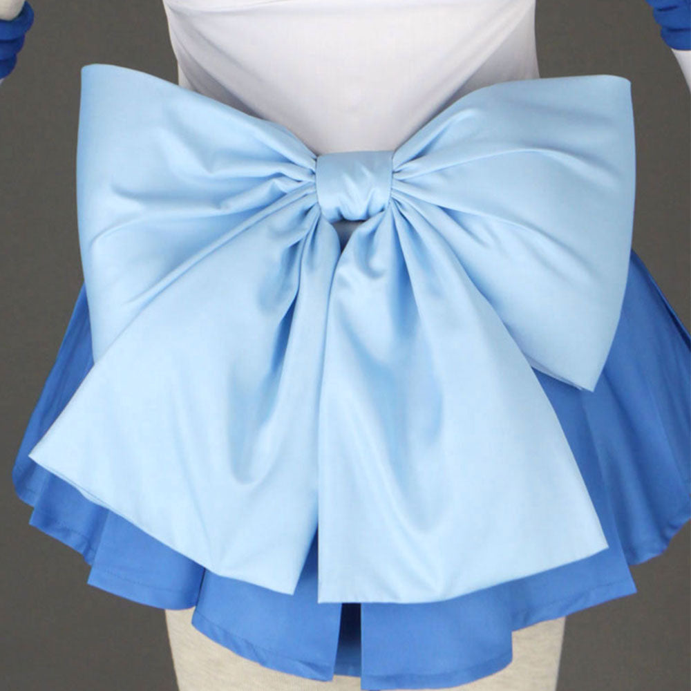 Anime Sailor Moon Costume Mizuno Ami Sailor Mercury Fighting Cosplay Outfit and Accessories Women and Kids Halloween
