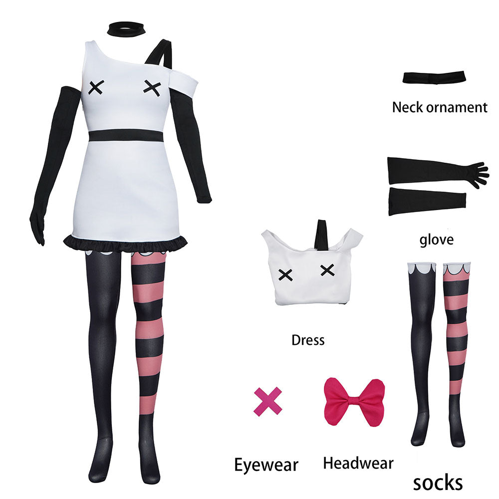 Hazbin Hotel Vaggie Cosplay Costume White full Outfit for Women Halloween