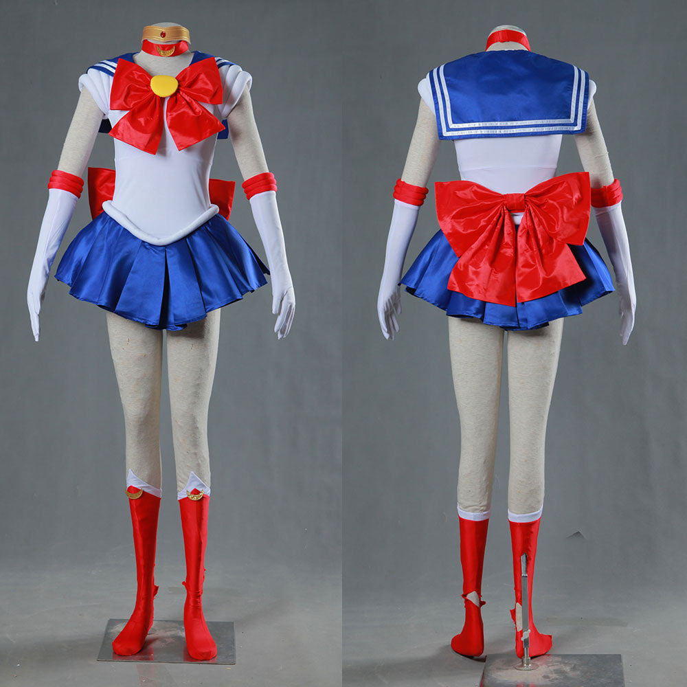 Anime Sailor Moon Costume Tsukino Usagi Sailor moon Fighting Cosplay Outfit and Accessories Women and Kids Halloween