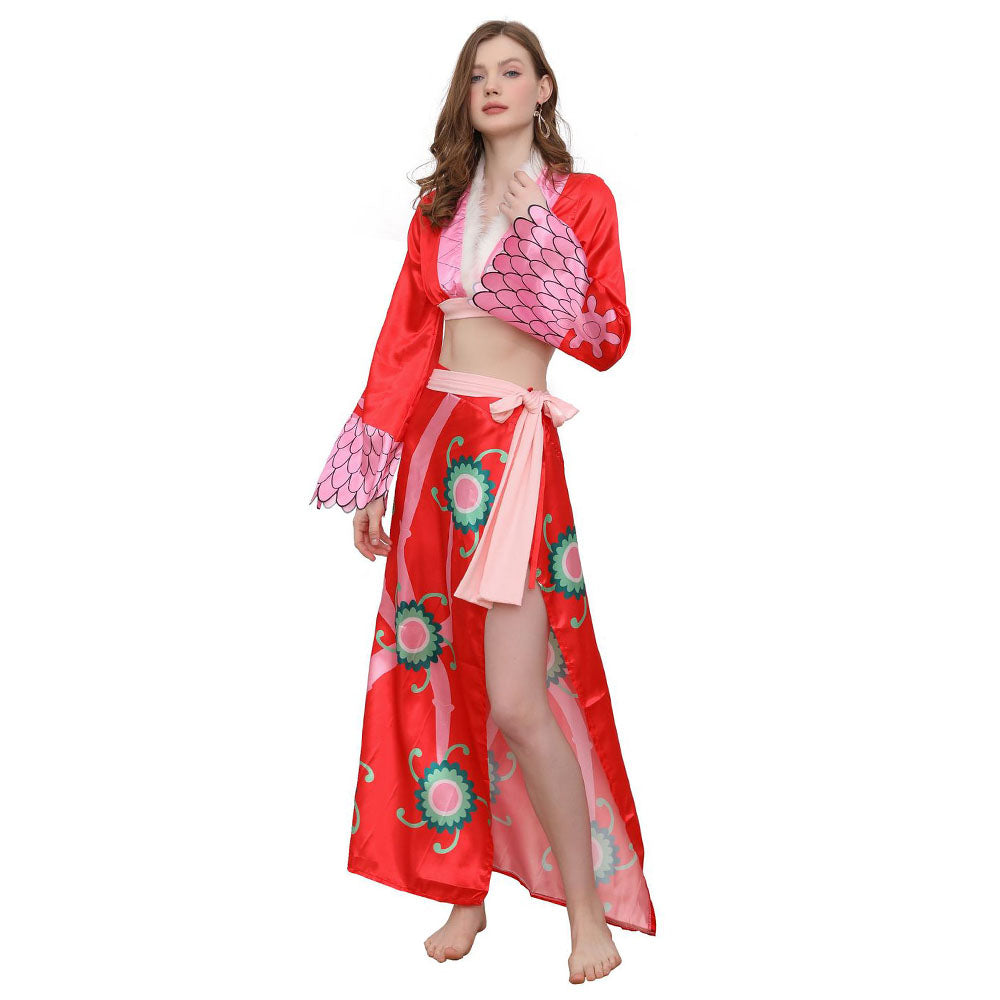 Island Pirate Queen Red Dress Costume with Earrings for Women Halloween