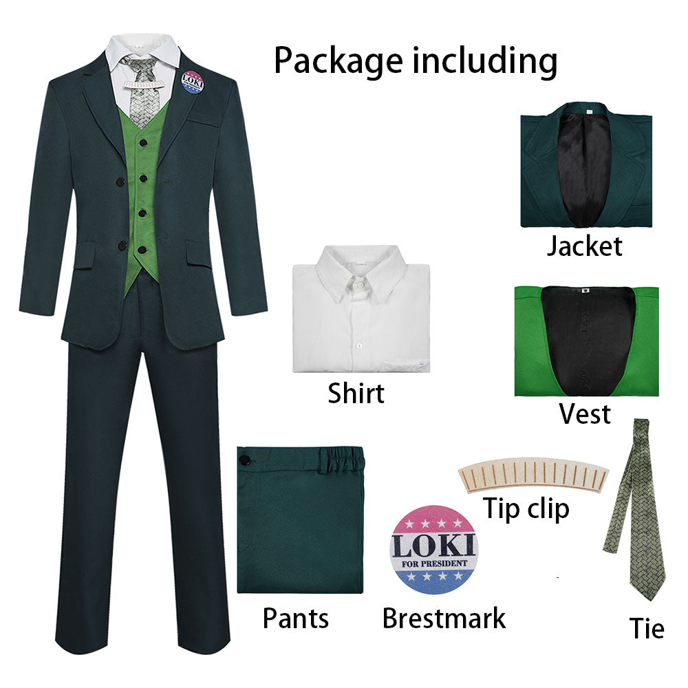 Movie Loki Costumes Loki Cosplay Dark Green Full outfits for Men