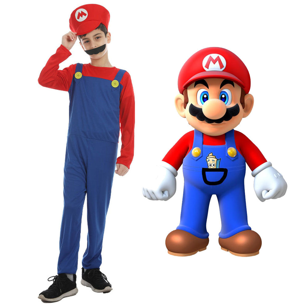 Super Mario Bros Costume Mario and Luigi Cosplay Outfits for Kids