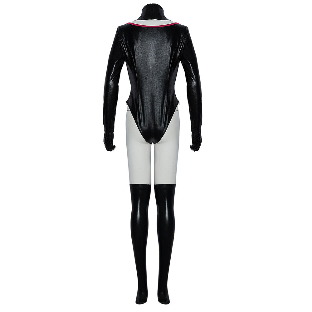 Hazbin Hotel Angel Dust Cosplay Costume Black Leather Jumpsuit Outfit for Women Halloween