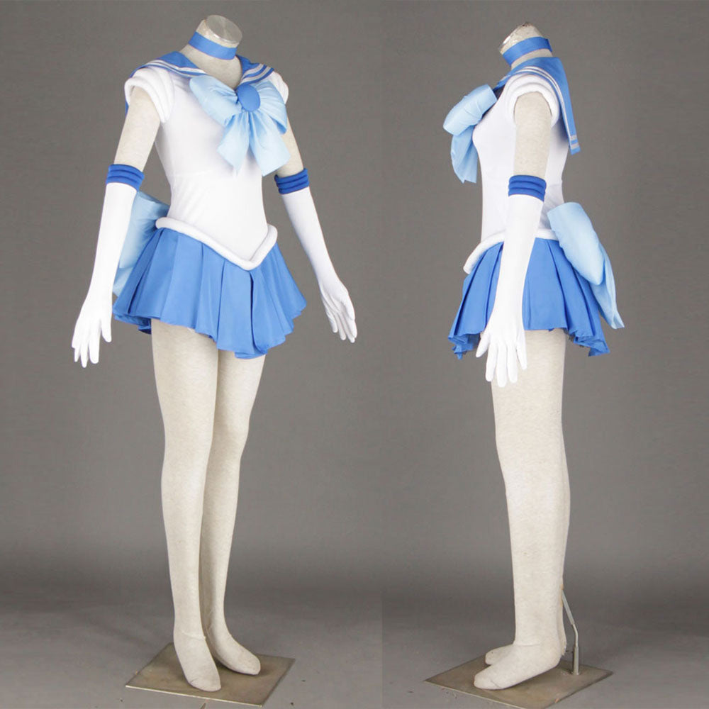 Anime Sailor Moon Costume Mizuno Ami Sailor Mercury Fighting Cosplay Outfit and Accessories Women and Kids Halloween