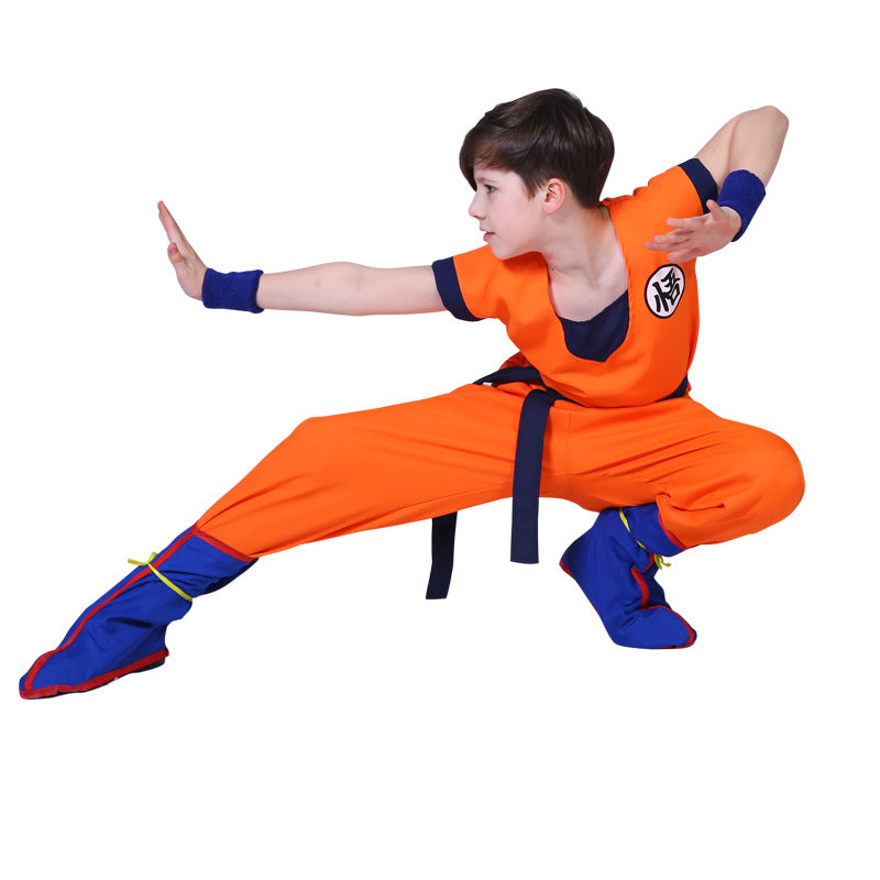 Dragon Ball Son Goku Training Costume full Outfits Chinese Character 'Goku' Men and Kids
