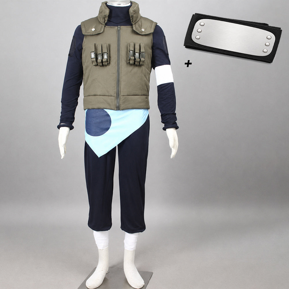 Anime Bearded Tactical Ninja Cosplay Costume with Signature Headband for Men Kids Halloween