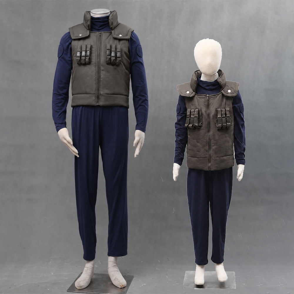 Anime Leaf Village Elite Shinobi Ninja Cosplay Costume Uniform for Men Kids Halloween