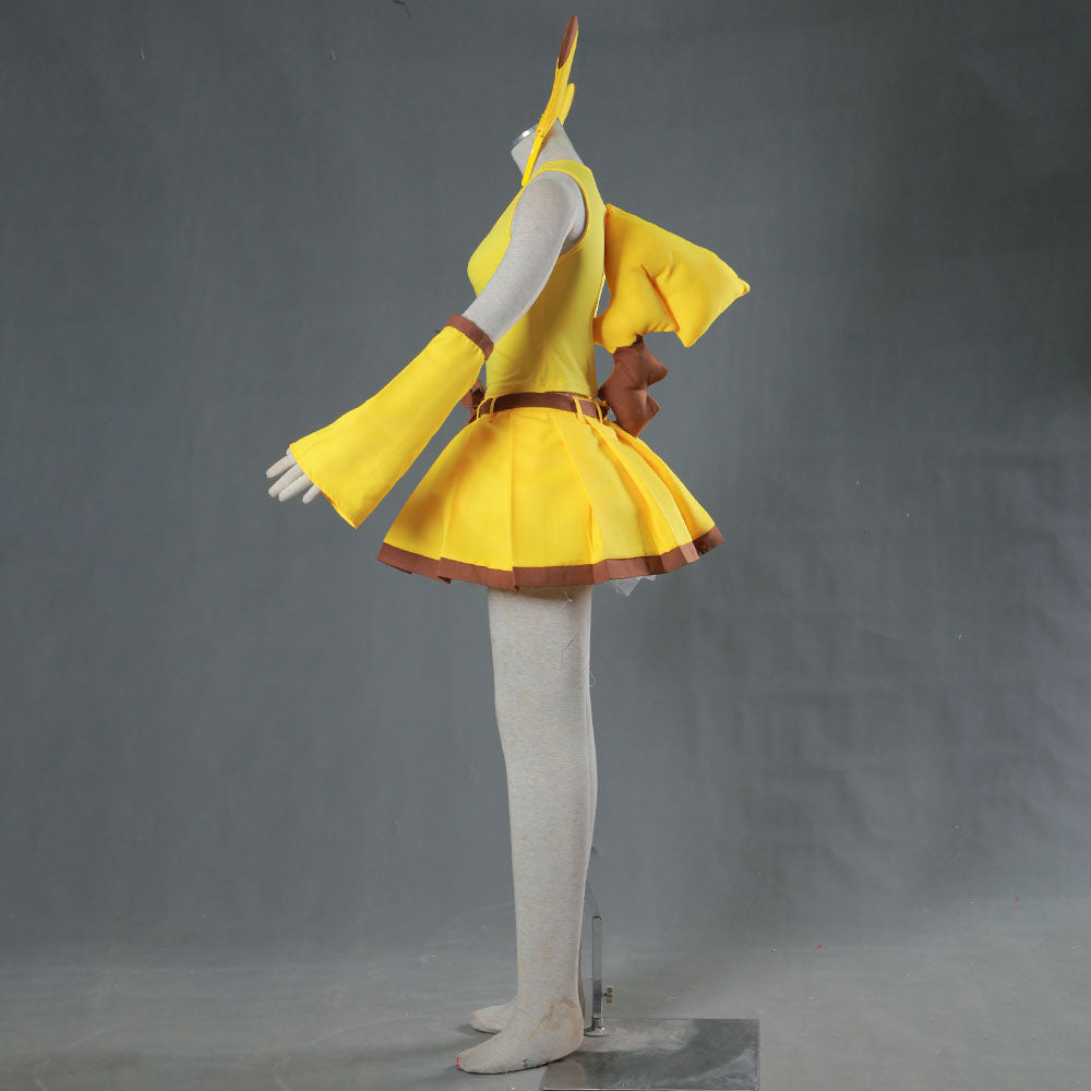 Anime Pokemon Costume Pikachu Cosplay full outfit with Accessories for Women and Kids