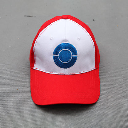 Anime Pokemon Costume Trainer Ash Ketchum Short Sleeves Cosplay Suit with Accessories for Men and Kids