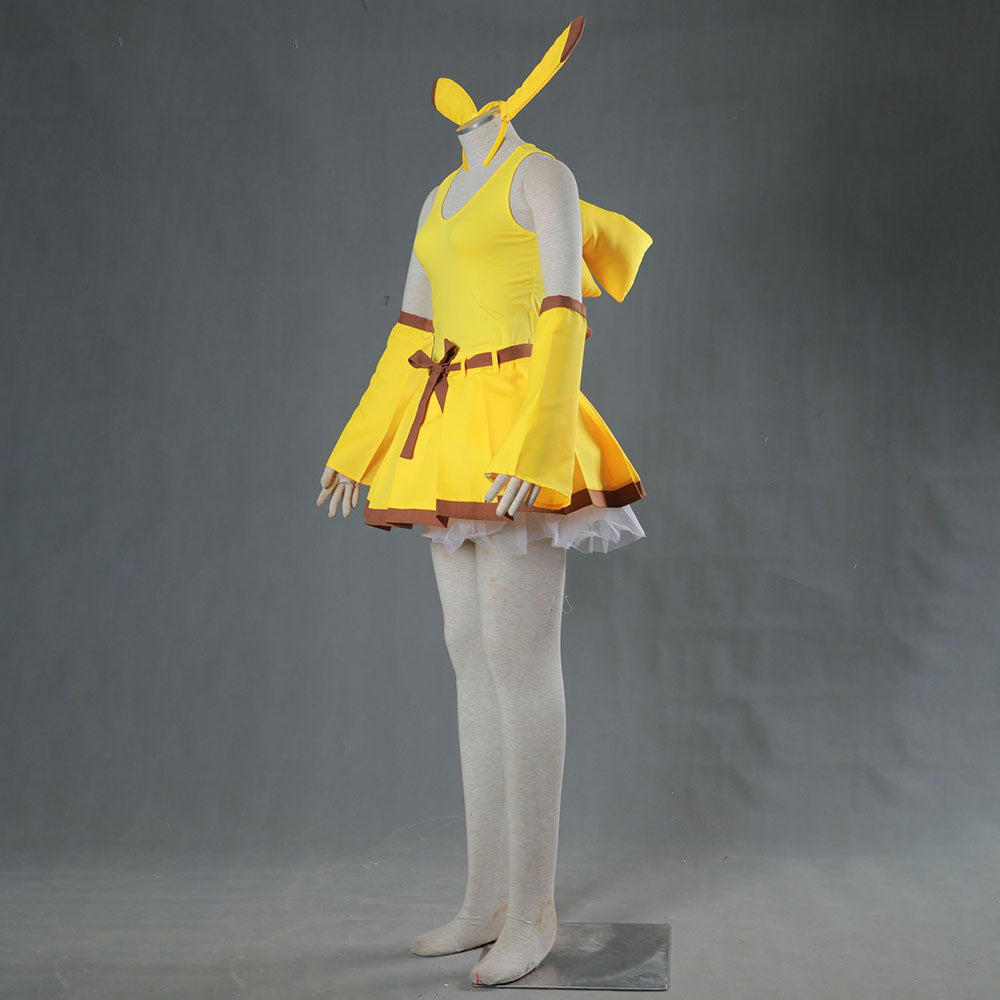 Anime Pokemon Costume Pikachu Cosplay full outfit with Accessories for Women and Kids
