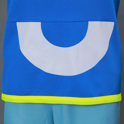 Men and Kids Anime Pokemon Costume Trainer Ash Ketchum Short Sleeves Cosplay Suit with Hat