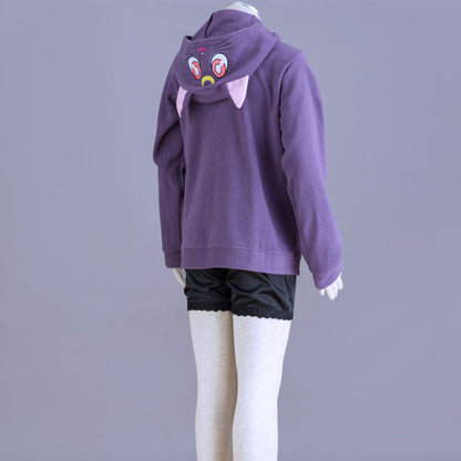 Sailor Moon Costume Luna The Black Cat Cosplay Purple Hoodie for Women and Kids