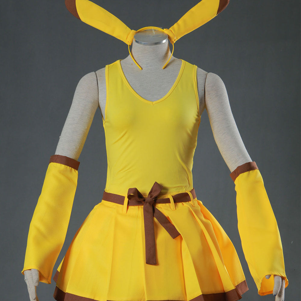 Anime Pokemon Costume Pikachu Cosplay full outfit with Accessories for Women and Kids
