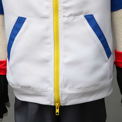 Men and Kids Anime Pokemon Costume Trainer Ash Ketchum Short Sleeves Cosplay Suit with Accessories